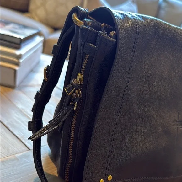 Navy blue Leather Crossbody Bag - Picture 4 of 12